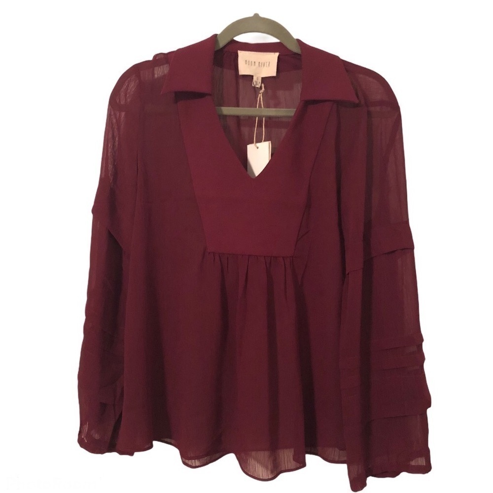 Anthropologie Moon River Boho Top Womens XS Peasant Indie Sheer Whimsigoth NWT